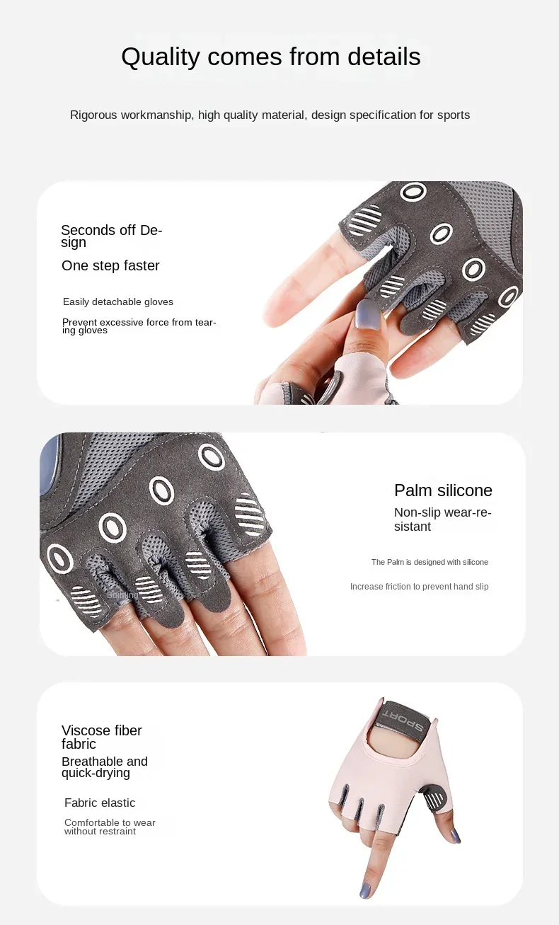 1 Pair Gym Body Building Training Fitness Gloves Sports Weight Lifting Exercise Slip-Resistant Gloves for Women Men Yoga Gloves - Image 19