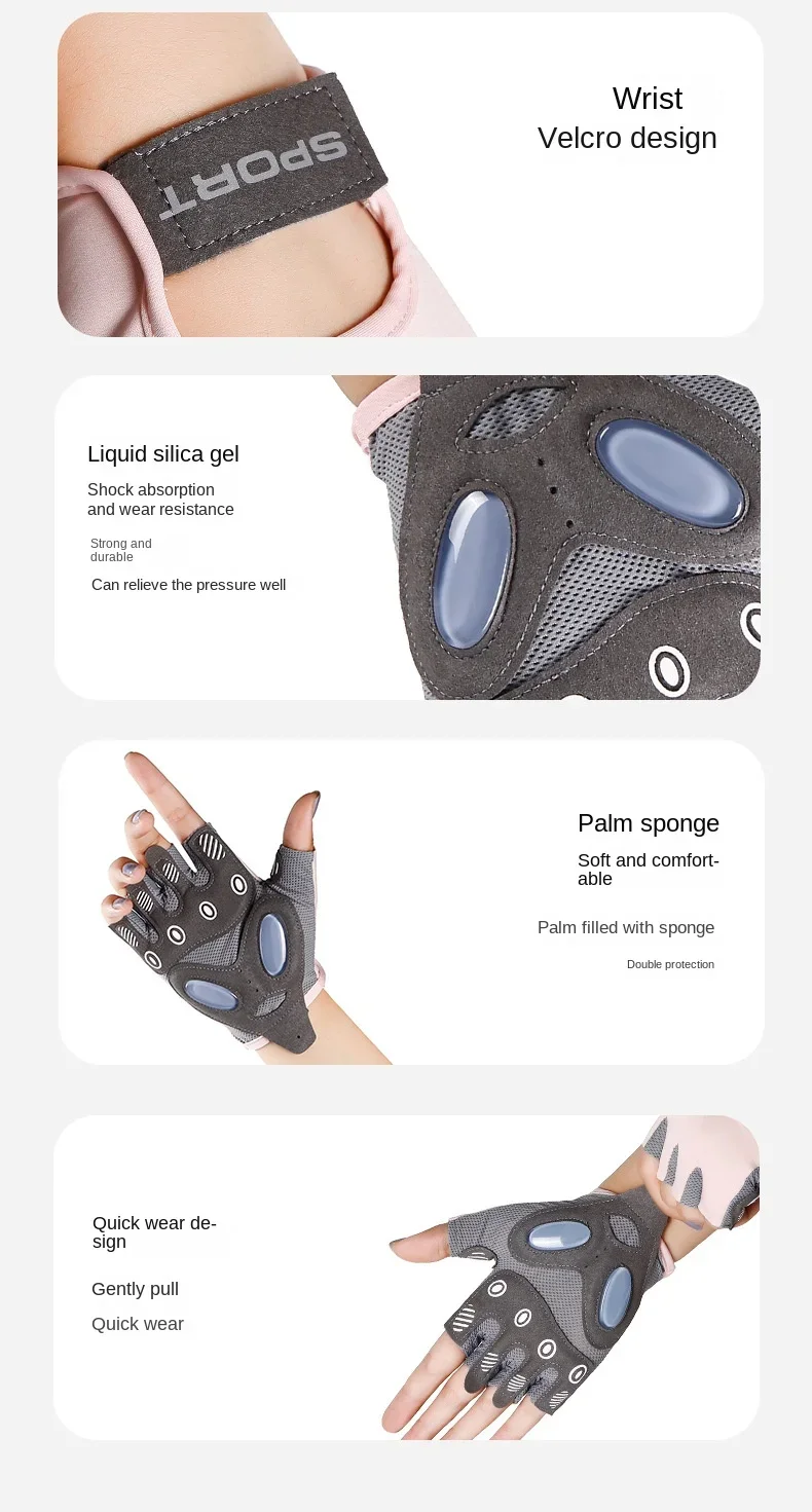 1 Pair Gym Body Building Training Fitness Gloves Sports Weight Lifting Exercise Slip-Resistant Gloves for Women Men Yoga Gloves - Image 20