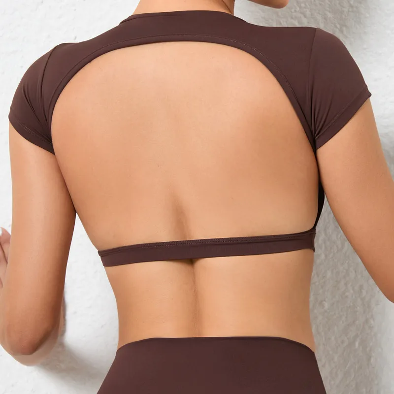 Hearuisavy Sports Shirts Breathable Workout Tops Fitness Sportswear Female Backless Yoga Clothing Sport Crop Tops Women Gym Top - Image 47