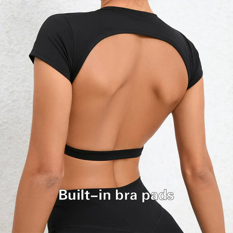 Hearuisavy Sports Shirts Breathable Workout Tops Fitness Sportswear Female Backless Yoga Clothing Sport Crop Tops Women Gym Top - Image 48