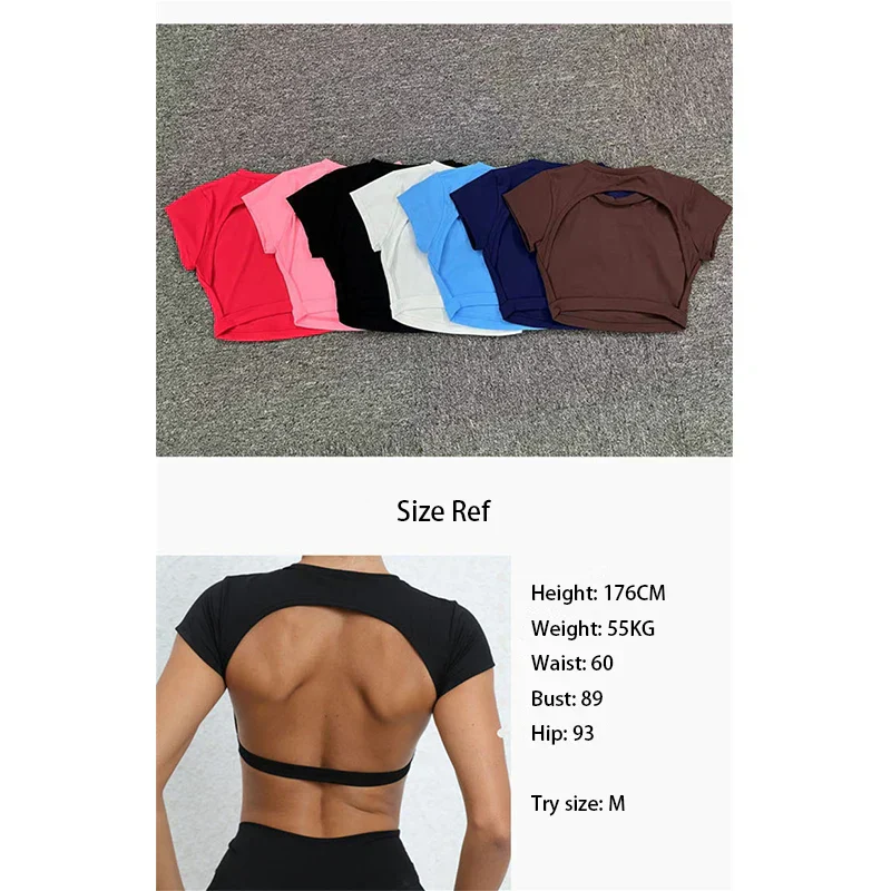 Hearuisavy Sports Shirts Breathable Workout Tops Fitness Sportswear Female Backless Yoga Clothing Sport Crop Tops Women Gym Top - Image 7